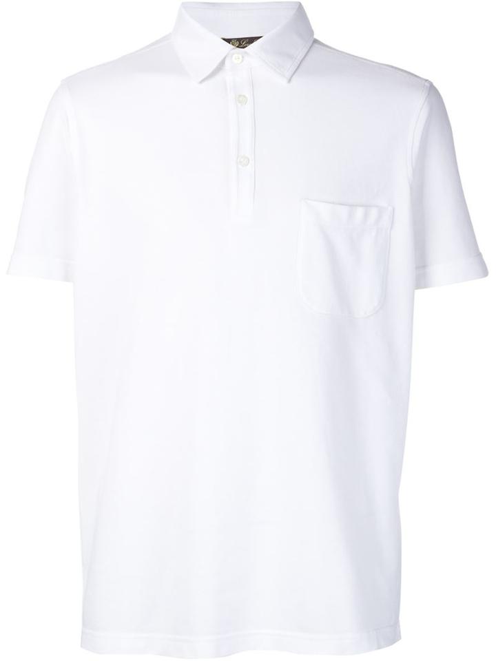 Loro Piana Classic Polo Shirt, Men's, Size: M, White, Cotton/spandex/elastane