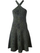 T By Alexander Wang Ribbed Flared Dress, Women's, Size: L, Black, Rayon/nylon/spandex/elastane