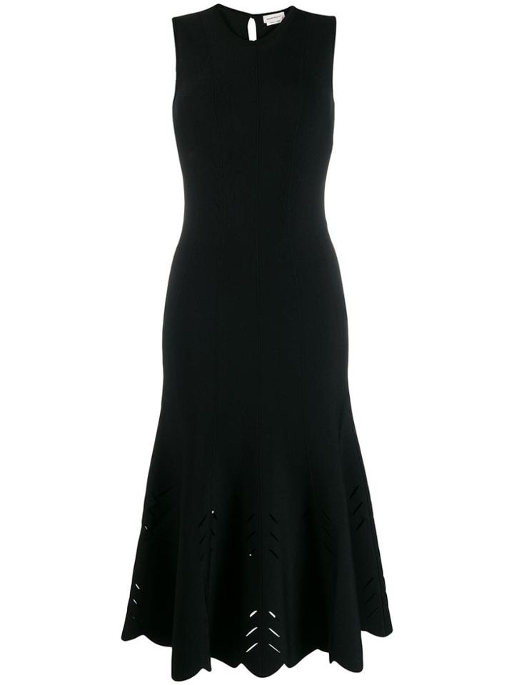 Alexander Mcqueen Flared Hem Midi Dress - Black
