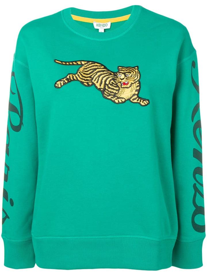 Kenzo Tiger-embroidered Sweatshirt - Green