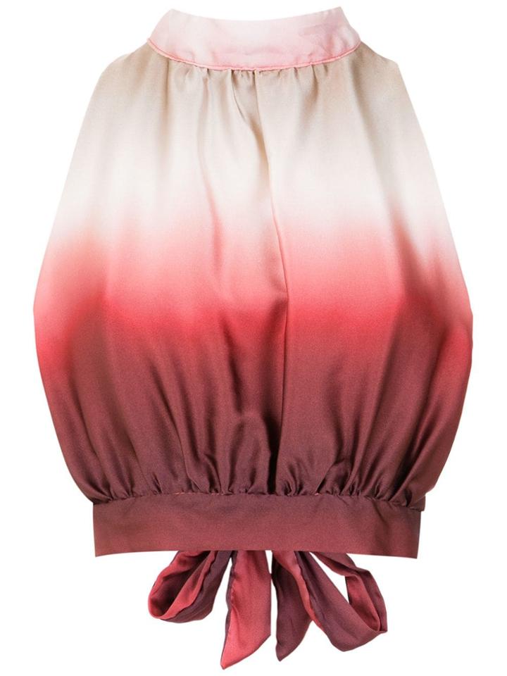 Amir Slama Gradient Silk Cropped Top - Red