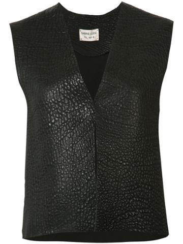 Sabine Luise Grained Cropped Vest, Women's, Black, Calf Leather