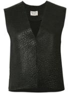 Sabine Luise Grained Cropped Vest, Women's, Black, Calf Leather