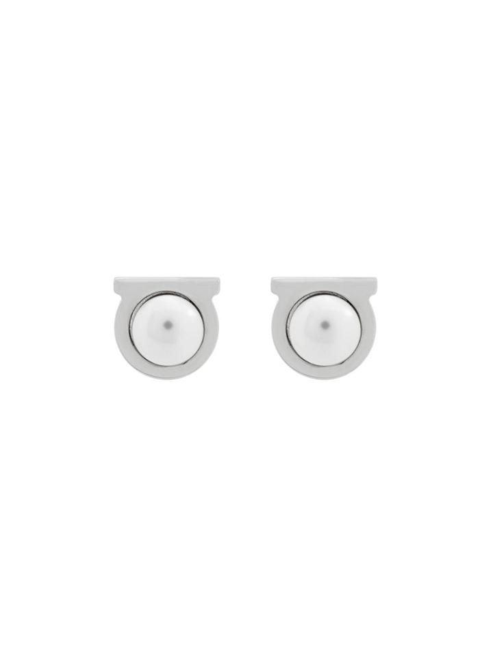 Salvatore Ferragamo Gancini Pearl Earrings - Silver