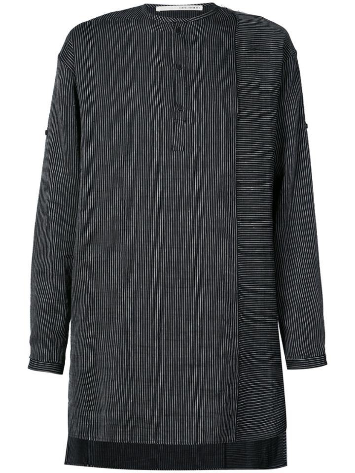 Isabel Benenato Round Neck Striped Shirt - Black
