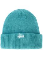 Stussy Embroidered Logo Knit Beanie - Blue