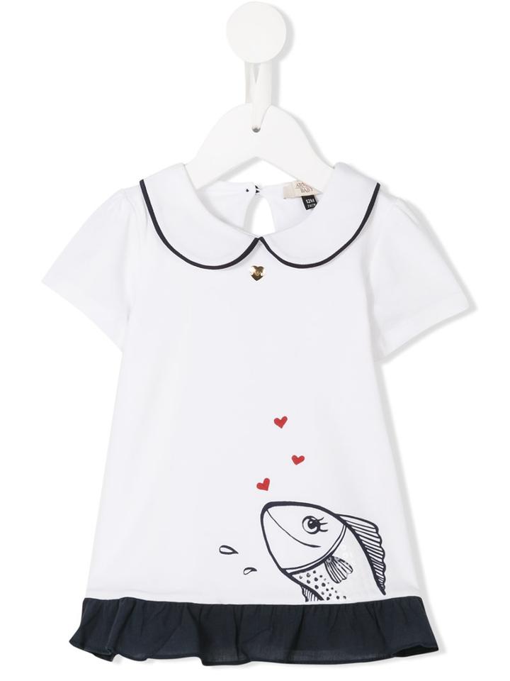Armani Junior - Peter Pan Collar Dress - Kids - Cotton/spandex/elastane - 12 Mth, White