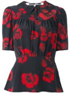 Mcq Alexander Mcqueen Japanese Flower Print Blouse, Women's, Size: 40, Black, Silk