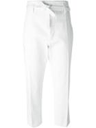 Maison Margiela Cropped Tailored Trousers, Women's, Size: 46, White, Cotton