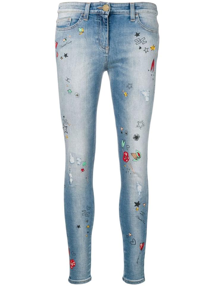 Elisabetta Franchi Printed Skinny Jeans - Blue