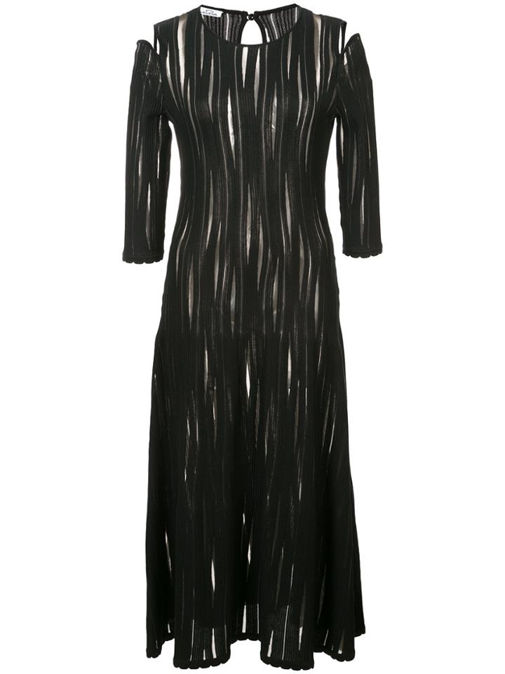 Oscar De La Renta Cold-shoulder Sheer Plissé Dress - Black