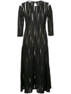 Oscar De La Renta Cold-shoulder Sheer Plissé Dress - Black