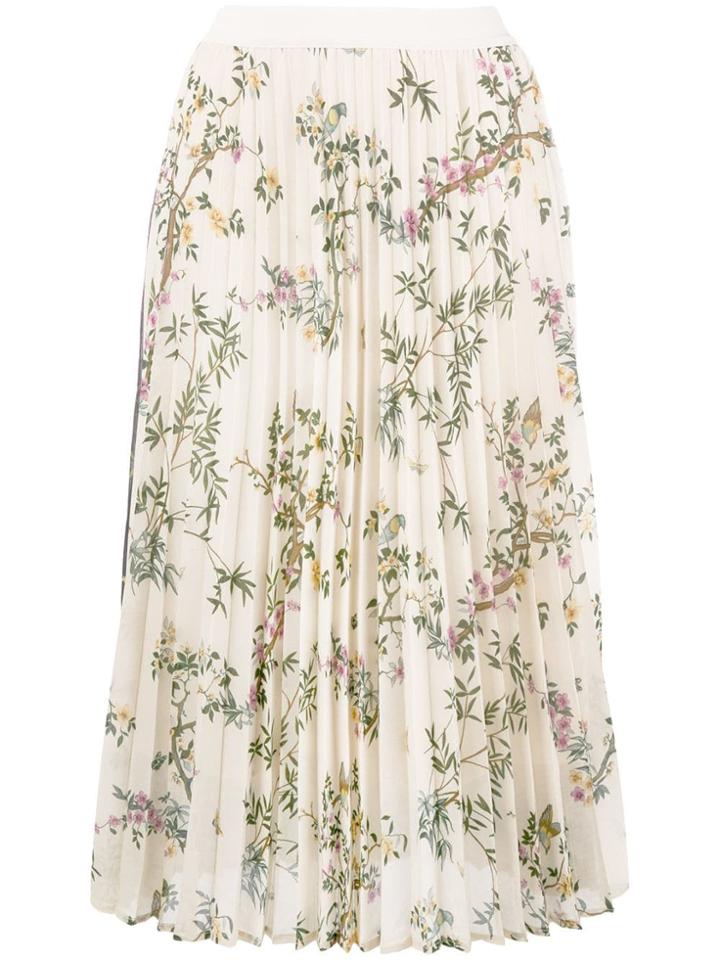 Semicouture Floral Print Pleated Skirt - Nude & Neutrals