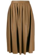 Agnona Pleated Midi Skirt - Brown