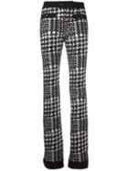 Moncler Grenoble Patterned Slim Fit Trousers, Women's, Size: 42, Black, Wool/polyester/polyamide/spandex/elastane