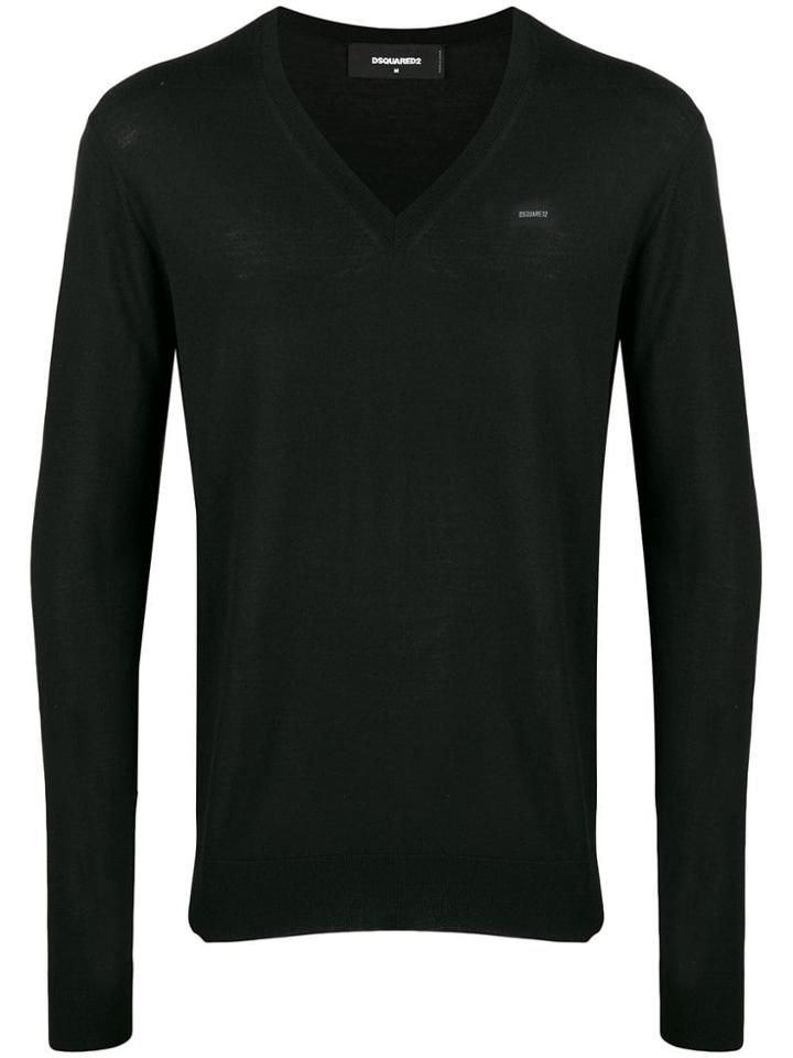 Dsquared2 V-neck Knitted Jumper - Black