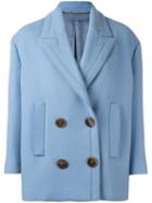 Alexander Mcqueen Double Breasted Peacoat, Women's, Size: 36, Blue, Cupro/virgin Wool