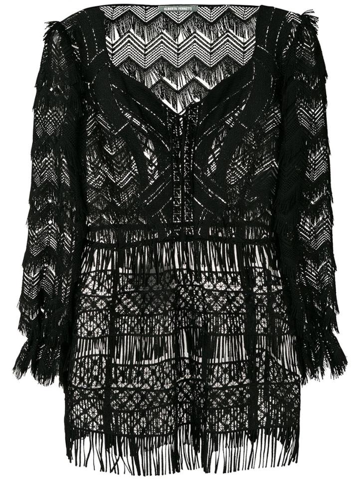 Alberta Ferretti Fringed Top - Black