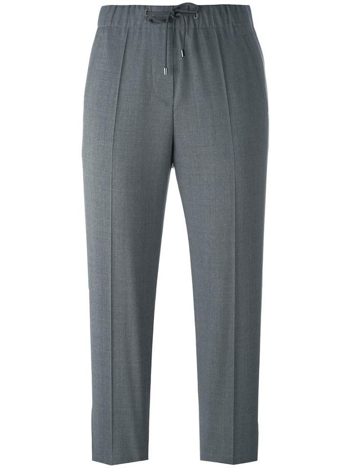 Brunello Cucinelli Cropped Trousers, Size: 44, Grey, Virgin Wool/cotton/lurex/cupro