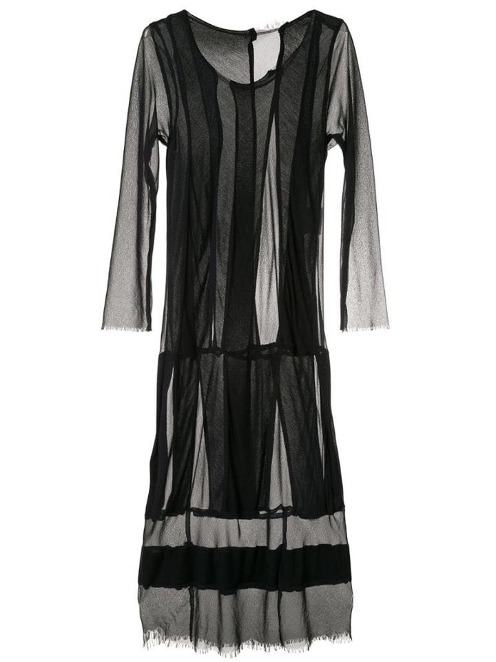 Comme Des Garçons Pre-owned Mesh Panels Midi Dress - Black