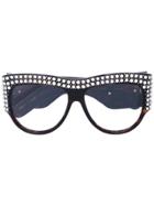 Gucci Eyewear Oversize Crystal Sunglasses - Brown