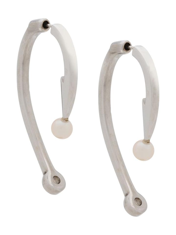 Alan Crocetti Curved Pearl Earrings - Silver