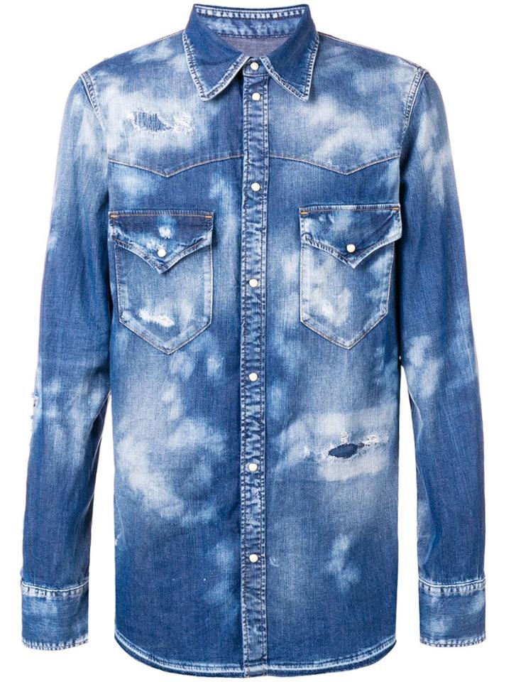 Dsquared2 Tie Dye Denim Shirt - Blue
