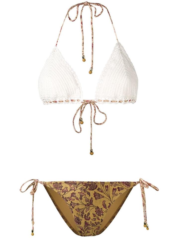 Zimmermann Mismatched Paisley Knitted Bikini - Gold