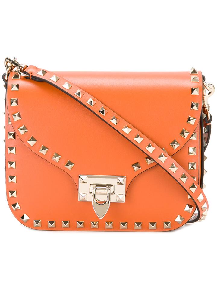 Valentino Valentino Garavani Rockstud Crossbody Bag, Women's, Yellow/orange, Calf Leather/metal (other)