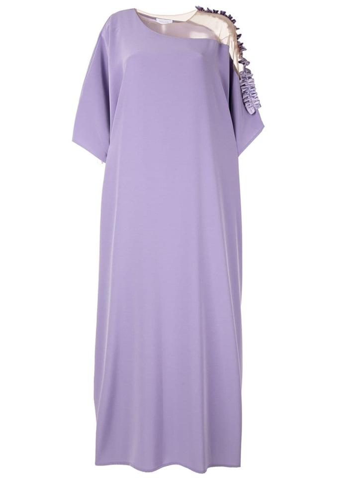 Mounay Short-sleeve Flared Maxi Dress - Purple