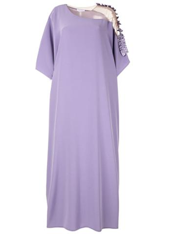 Mounay Short-sleeve Flared Maxi Dress - Purple