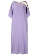 Mounay Short-sleeve Flared Maxi Dress - Purple