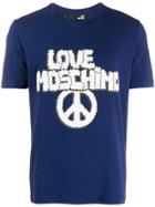 Love Moschino Logo & Peace Sign T-shirt - Blue