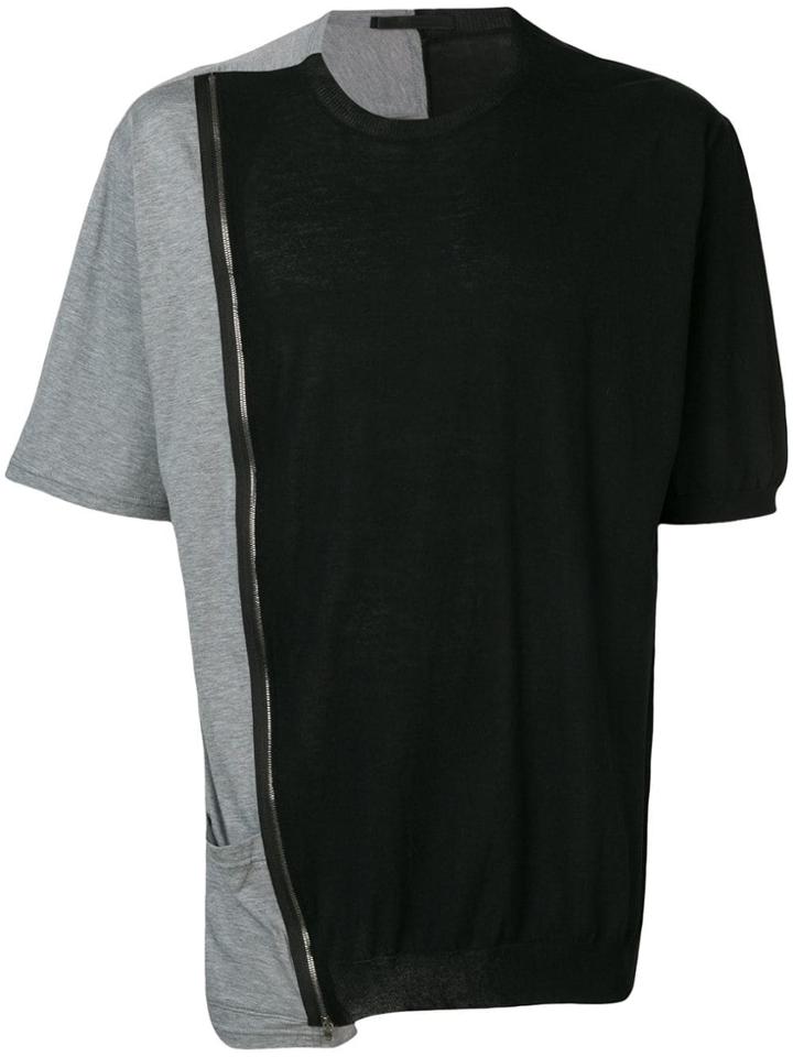 The Viridi-anne Zipped Long T-shirt - Black