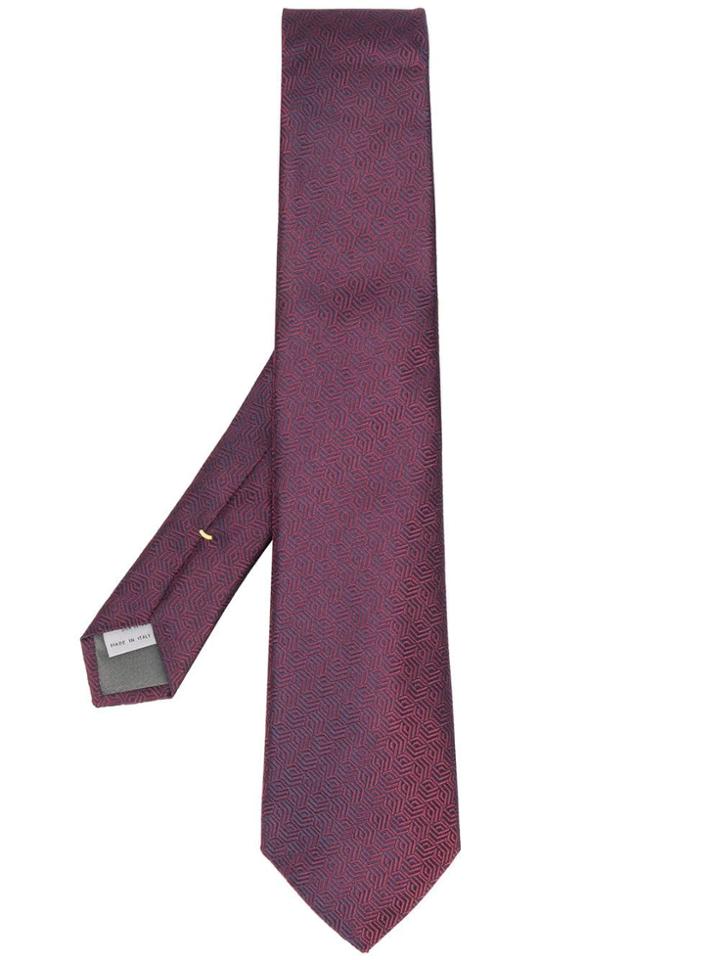 Canali Geometric Print Tie - Red