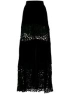 Romeo Gigli Vintage Lace-embroidered Maxi Skirt - Black