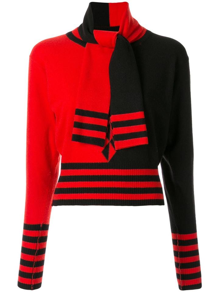 Chanel Pre-owned Scarf Detail Jumper - Red