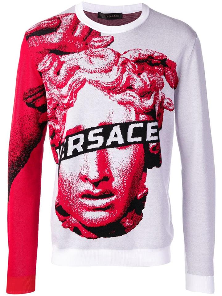 Versace Medusa Intarsia Jumper - White