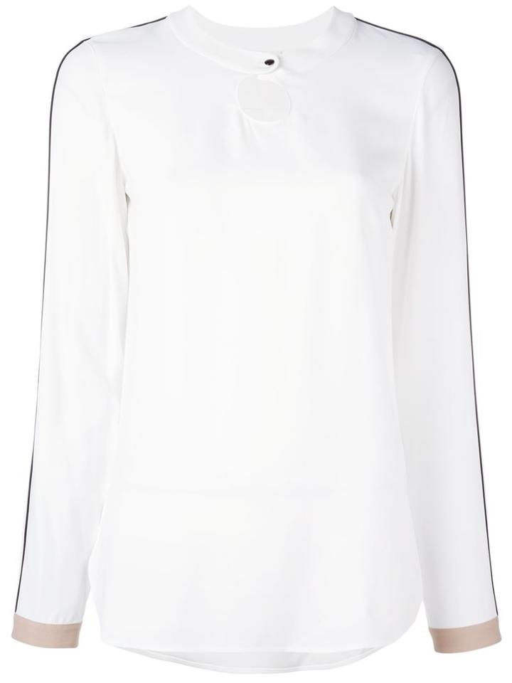 Akris Punto Buttoned Longsleeves Blouse, Women's, Size: 36, White, Viscose/acetate
