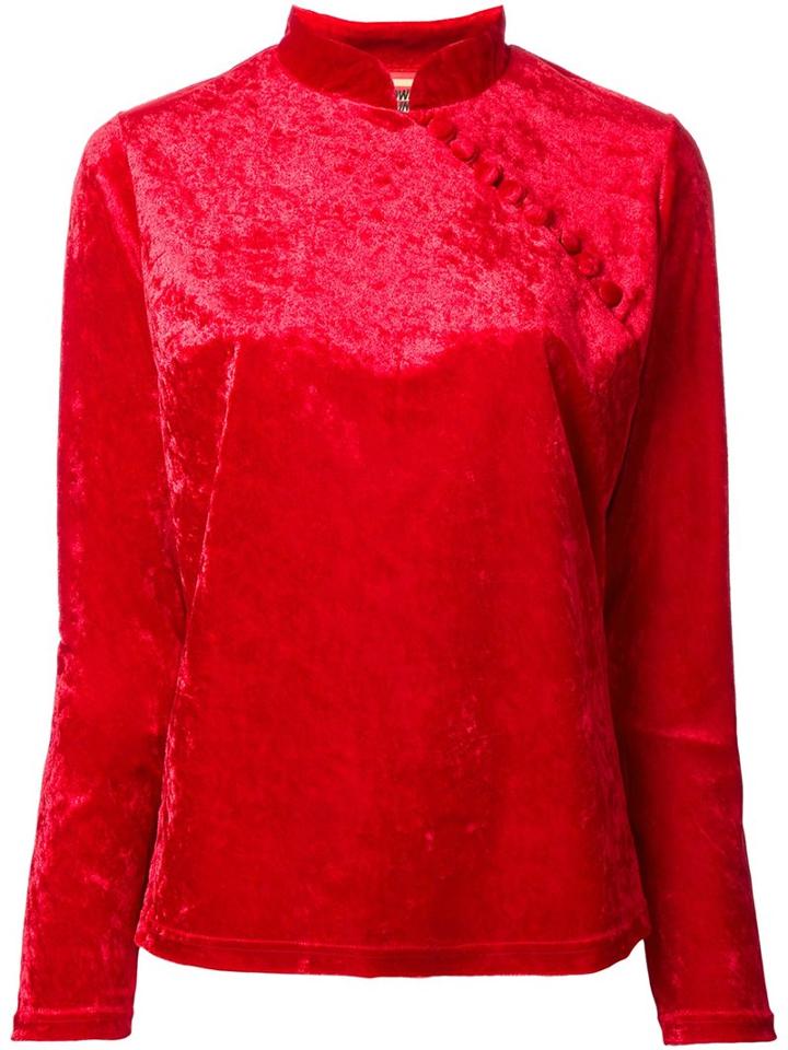 Growing Pains Button Detail Blouse, Women's, Size: Small, Red, Polyester