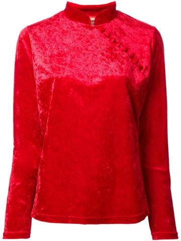 Growing Pains Button Detail Blouse, Women's, Size: Small, Red, Polyester