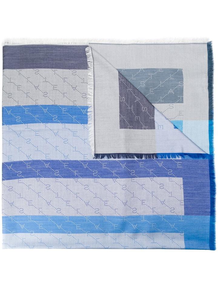 Stella Mccartney Striped Logo Scarf - Blue