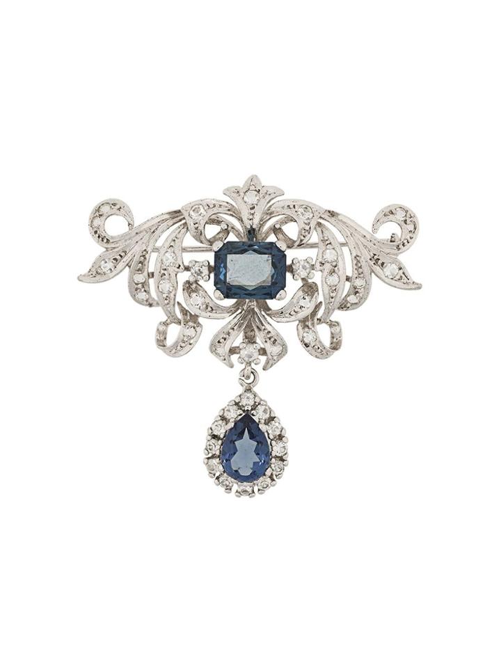 Susan Caplan Vintage 1960's Silver-plated Edwardian Brooch