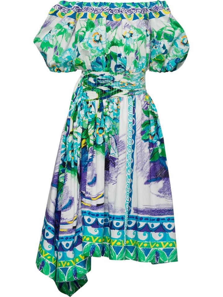 Prada Printed Cotton Poplin Dress - Blue