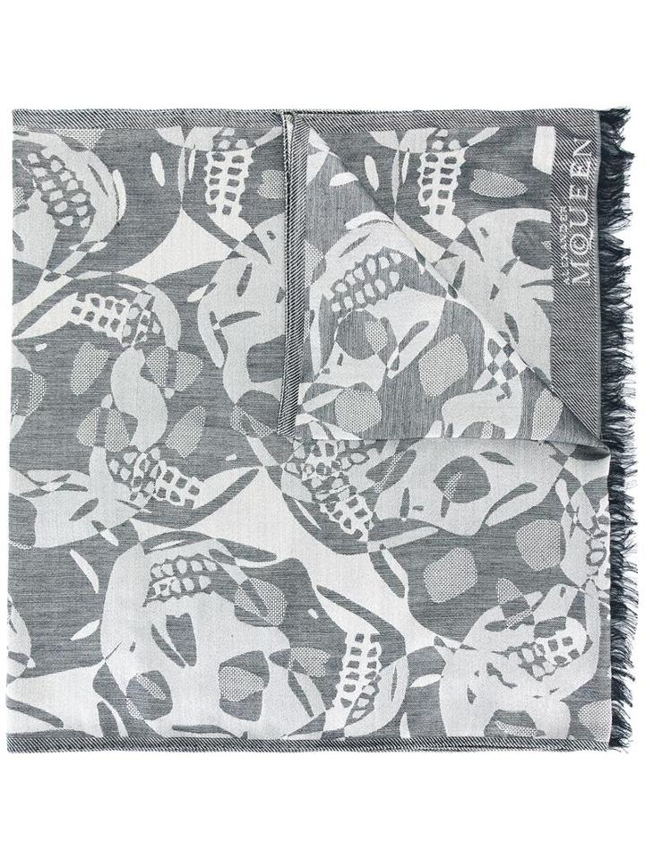 Alexander Mcqueen 'big Skull' Scarf, Men's, Grey, Silk/modal/cashmere