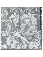 Alexander Mcqueen 'big Skull' Scarf, Men's, Grey, Silk/modal/cashmere