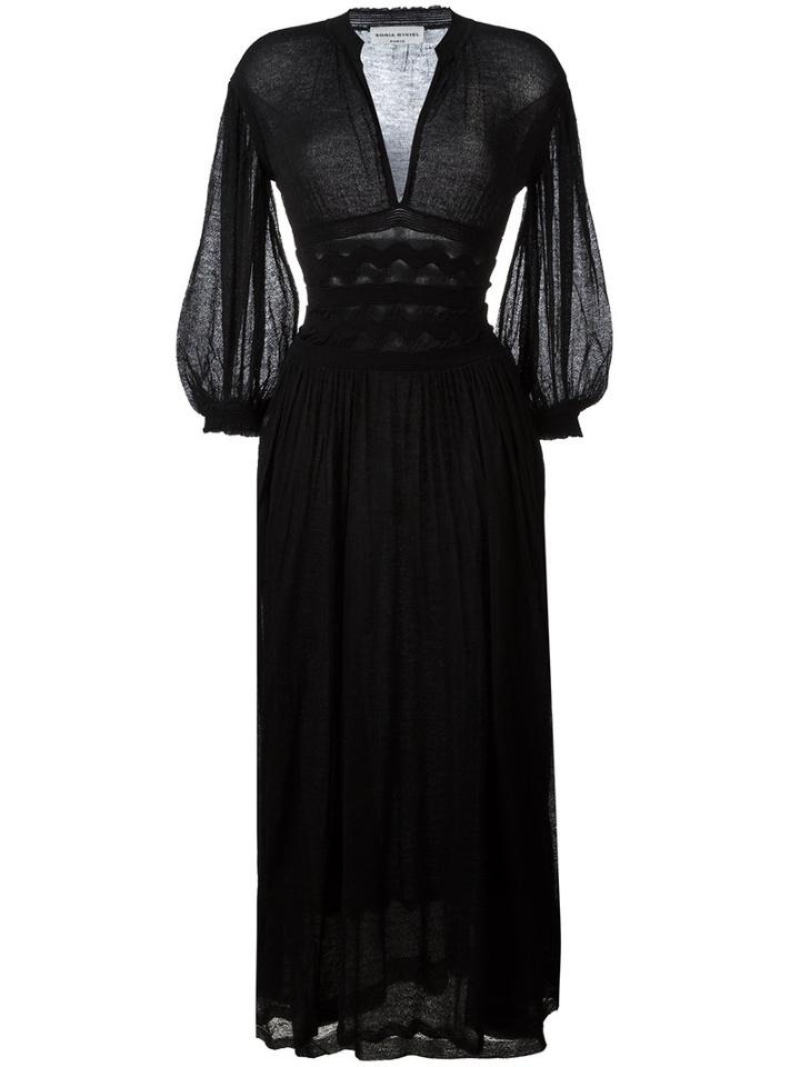 Sonia Rykiel Sheer Detail Long Dress, Women's, Size: Large, Black, Alpaca/polyamide/polyurethane