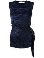 Victoria Beckham - Belted Backless Top - Women - Viscose - 12, Blue, Viscose