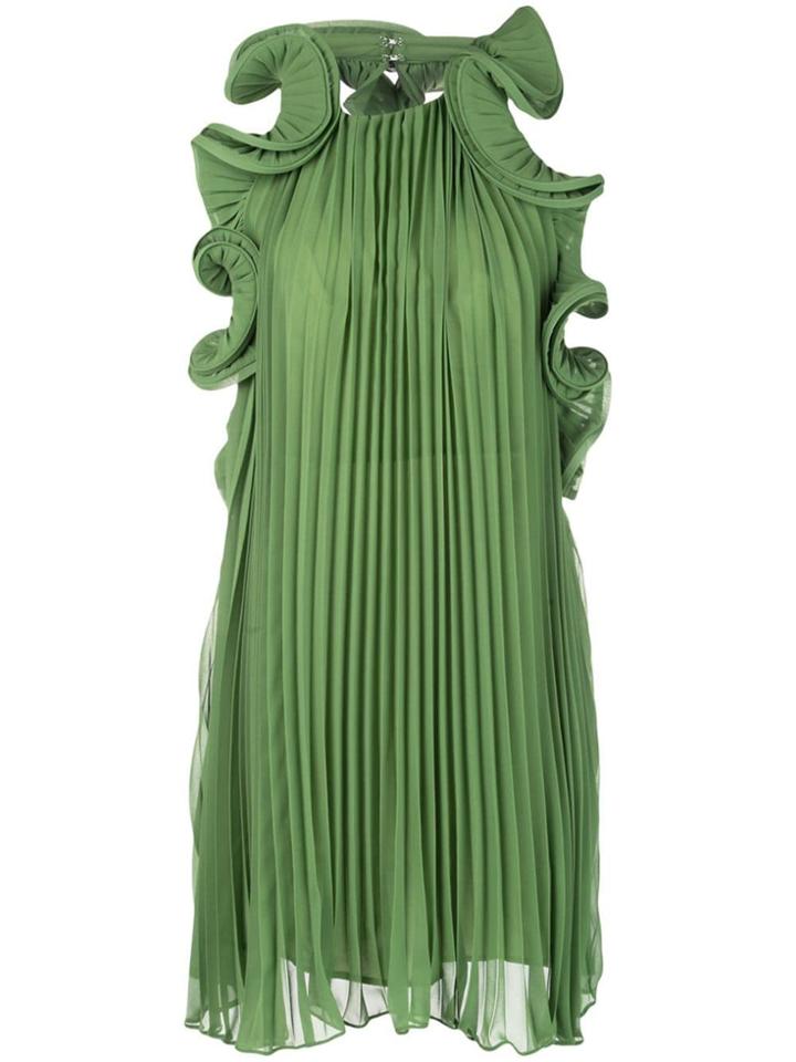 Amur Wave-ruffle Trim Dress - Green