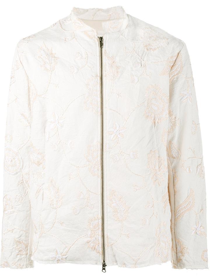 By Walid Jacob Embroidered Jacket, Men's, Size: Large, Nude/neutrals, Cotton